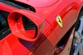 Mugello Circuit, July 2021: Detail of the rear view mirror of the Ferrari Portofino on display in the paddock of the Mugello Royalty Free Stock Photo