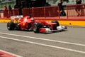 MUGELLO, ITALY 2012: Fernando Alonso of Ferrari F1 team racing at Formula One Teams Test Days at Mugello Circuit in Italy Royalty Free Stock Photo