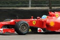 MUGELLO, ITALY 2012: Fernando Alonso of Ferrari F1 team racing at Formula One Teams Test Days at Mugello Circuit in Italy Royalty Free Stock Photo