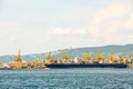 Cargo ships moored in the port of Trieste Royalty Free Stock Photo