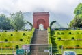 Mughal gardens or Nishat Bagh garden Srinagar, Jammu and Kashmir, India January 2019 - View of Nishat Bagh garden entrance one