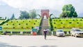 Mughal gardens or Nishat Bagh garden Srinagar, Jammu and Kashmir, India January 2019 - View of Nishat Bagh garden entrance one