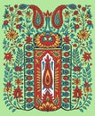 Mughal Indian traditional paisley floral illustration for textile design and background wallpaper Royalty Free Stock Photo