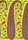 Mughal Indian traditional paisley floral illustration for textile design and background wallpaper Royalty Free Stock Photo