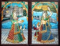 Mughal mural painting of belly dancers in the city Udaipur Royalty Free Stock Photo