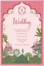 Traditional Indian Mughal Wedding Day Invitation Card Design