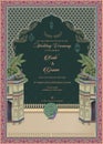 Traditional Mughal wedding invitation card design. Royalty Free Stock Photo