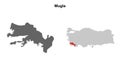 Mugla outline map Royalty Free Stock Photo