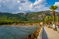 Akyaka District in Ula, Mugla, Turkey. Beautiful beach and coast view.