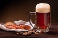 Mugs of beer with snacks Royalty Free Stock Photo