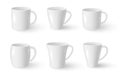 Mugs different shaped for coffee, tea realistic mockups set. Cups porcelain. Royalty Free Stock Photo