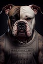 Mugshot of wanted dog in prison, bulldog in jail clothes, Generative AI Royalty Free Stock Photo