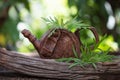 Mugwort or artemisia annua branch green leaves on nature background