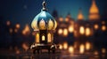 3D cartoon illustrations of mosques and lanterns produced for the holy festival.AI generated.