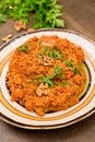 Muhammara traditional Arabic mezze. Lebanese food Royalty Free Stock Photo