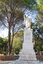 Muhraka monastery of the Carmelite on the Carmel mount . statue of Elijah the prophet