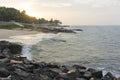 Mui Ne beach, Vietnam, a beautiful beach with long coastline, silver sand and huge waves, in an early morning Royalty Free Stock Photo