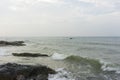 Mui Ne beach, Vietnam, a beautiful beach with long coastline, silver sand and huge waves, in an early morning Royalty Free Stock Photo