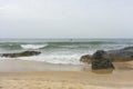 Mui Ne beach, Vietnam, a beautiful beach with long coastline, silver sand and huge waves, in an early morning Royalty Free Stock Photo