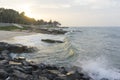 Mui Ne beach, Vietnam, a beautiful beach with long coastline, silver sand and huge waves, in an early morning Royalty Free Stock Photo