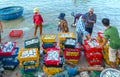 Mui Ne, Vietnam, April 23, 2018: Market early fishing village when people busy buying selling fish, transport fish to markets, all