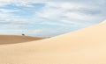 Mui Ne, Vietnam - June 2019: off-road car riding in Bau Trang white sand dunes