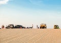 Mui Ne, Vietnam - May 1, 2018 : Off road car vehicle in white sand dune desert at Mui Ne Royalty Free Stock Photo