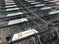 Row of Lidl shopping carts Royalty Free Stock Photo