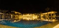 Muine Bay Resort with swimming pool at night. Location in Mui Ne, Phan Thiet city, Binh Thuan province, Vietnam, Asia