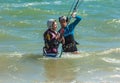 Sports kitesurfing at sea Royalty Free Stock Photo