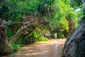 Muine, Vietnam - July 18, 2019 - Fairy Stream. River, Red Canyon. Children running around playing on the river