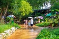 Muine, Vietnam - July 18, 2019 - Fairy Stream. River, Red Canyon. People walk on the river