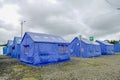 MUISNE, ECUADOR- MAY 06, 2017: Improvised shelters in the coasts of Muisne after the Powerful 7.8 Magnitude Earthquake Royalty Free Stock Photo