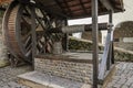 MUKACHEVO, UKRAINE - MAY, 2019: Old antique well in the Palanok castle near Mukachevo Royalty Free Stock Photo