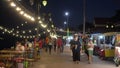 Mukdaharn, Thailand -7 Nov 2021: Local night market street food eat out place in Thailand at Thai Laos bridge port