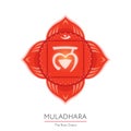 Muladhara. Chakra isolated multicolored icon - for yoga studio, banner, poster. Editable concept.