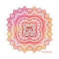 Chakras coloring vector illustration. Chakra symbol. Red Color. For logo yoga healing, meditation, kundalini.