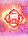 Muladhara Root Chakra red color logo symbol icon reiki mind spiritual health healing holistic energy lotus mandala watercolor