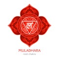 Muladhara, root chakra symbol. Colorful mandala. Vector illustration Royalty Free Stock Photo