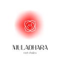 Muladhara root chakra symbol with red energy glow and sanskrit script Royalty Free Stock Photo