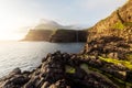 Mulafossur waterfall in Gasadalur, Vagar Island of the Faroe Islands.