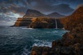 Mulafossur waterfall sunset