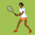 Mulatto girl playing tennis