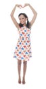 Mulatto model wearing with a Heart dress