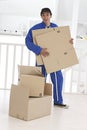 Mulatto mover preaparing some boxes Royalty Free Stock Photo