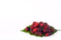 Mulberries fruit and mulberry leaf on white background healthy mulberry fruit food isolated Royalty Free Stock Photo