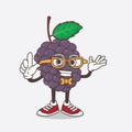 Mulberry Fruit cartoon mascot character in geek style