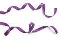 Mulberry lavender purple color satin ribbon isolated on white background with clipping path for holiday and party design