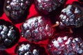 mulberry in red jelly in a glass macro as background, berry fruit background Royalty Free Stock Photo