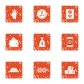 Mulct icons set, grunge style Royalty Free Stock Photo